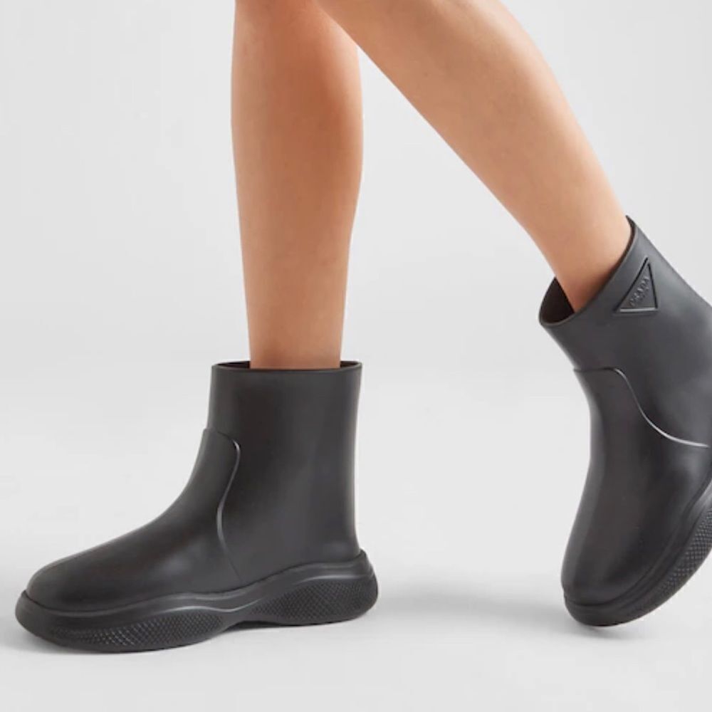 Prada Rubber Logo Pull-On Rain Booties size 36 - Picture 2 of 13